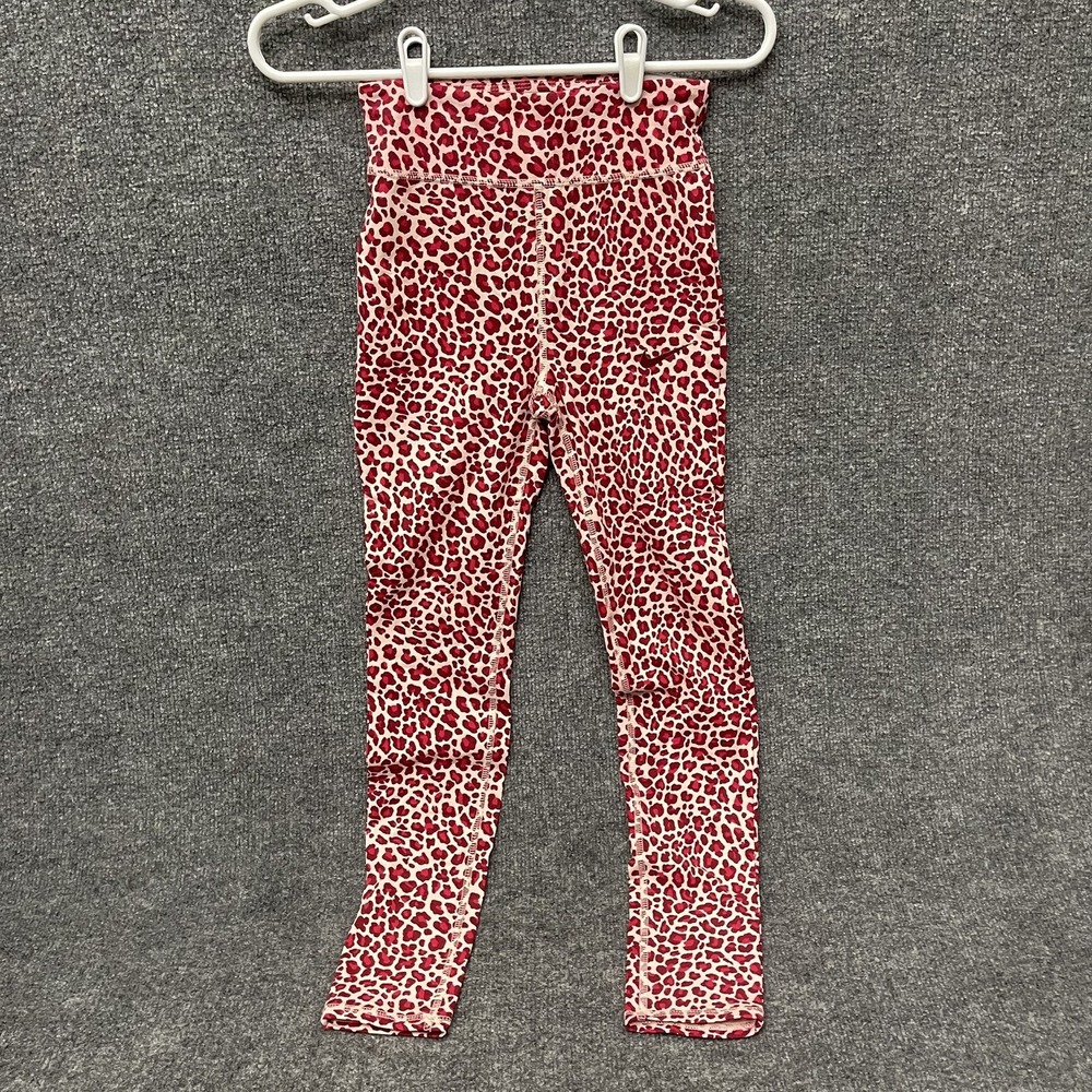 Nike Sportswear Leggings Girls Very Berry Leopard Printed Sz L DQ3623-643